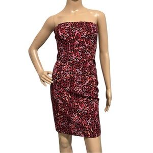 Black Halo Strapless Animal Print Mini Cocktail Dress Size 6